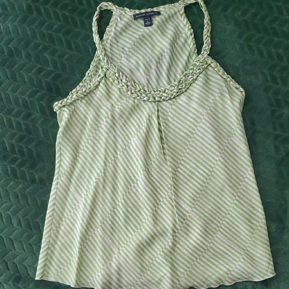 Banana Republic Green Striped Top, S